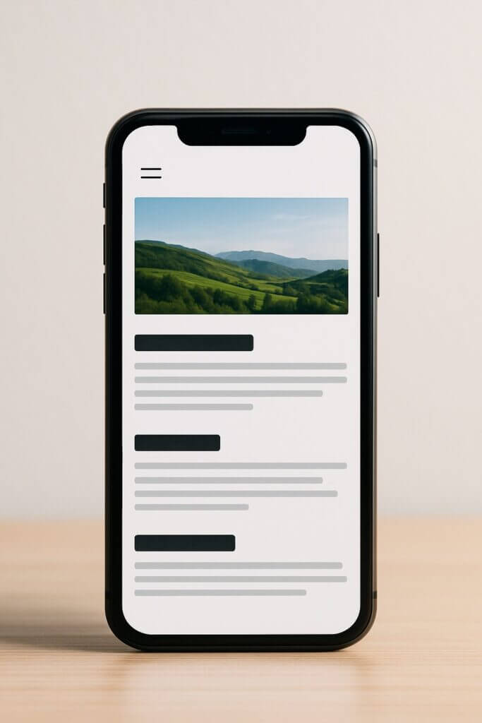 Example of mobile-optimized website layout